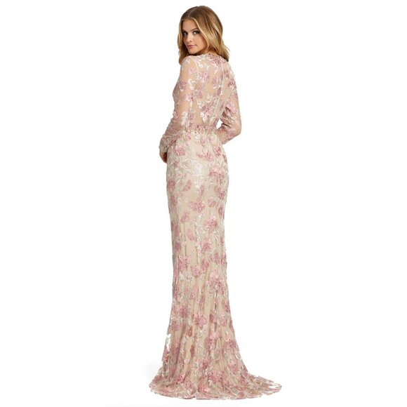 NWT Mac Duggal‎ Long Sleeve Floral Embroidery Trumpet Gown Size Style 79281 - Picture 12 of 14